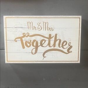 Gold and White 'Mr & Mrs Together' Wall Decor